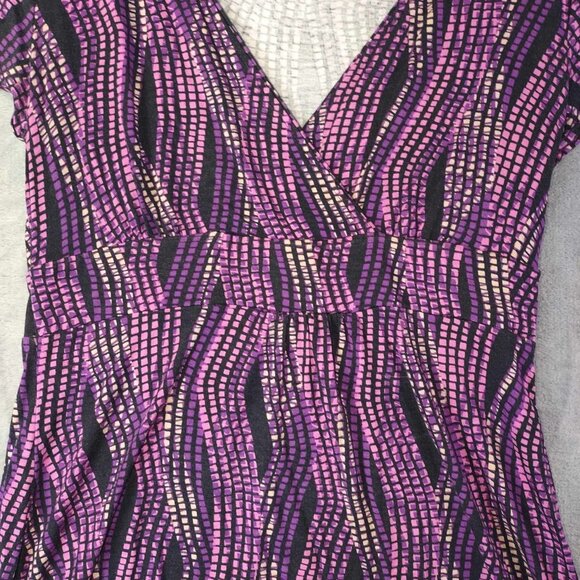 Halogen Women's S Purple Vibrant Y2K Babydoll Abstract Geometric Stretchy Blouse - Picture 8 of 11